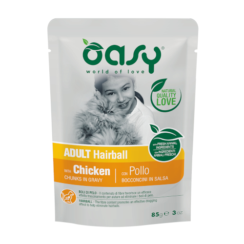 oasy chunks in gravy adult hairball 85g