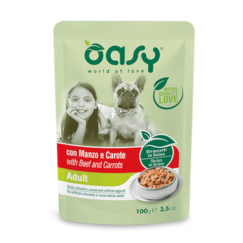 oasy strips in gravy adult govedina in korenje 100g